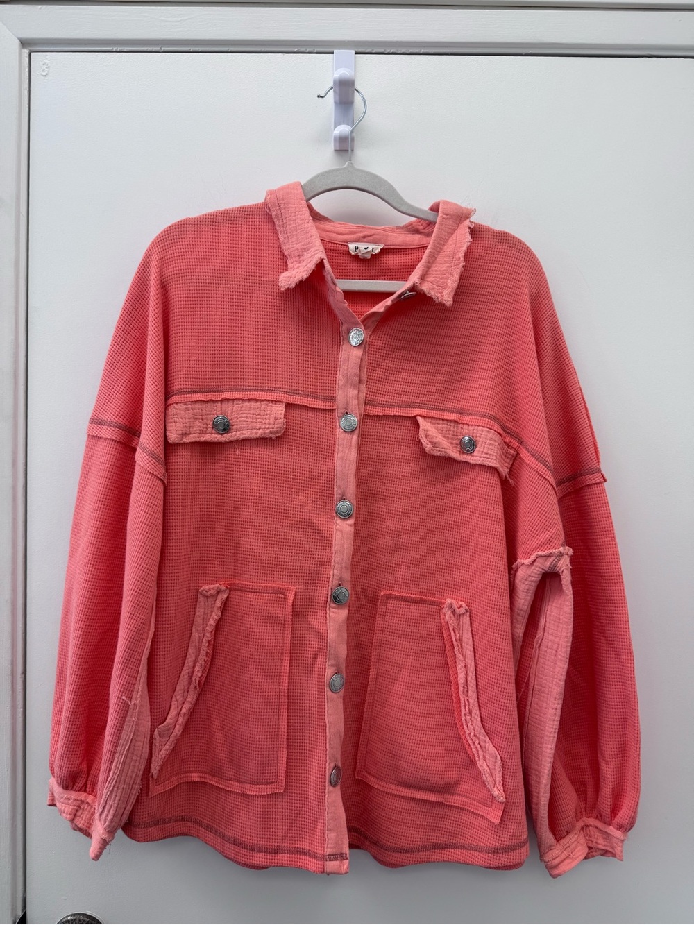 POL Coral Button-Front Shacket - Picture 2 of 5